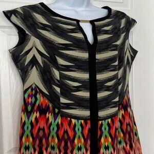 I LE NEW YORK multicolor sleeveless ethnic print/pattern cocktail dress, Sz L!